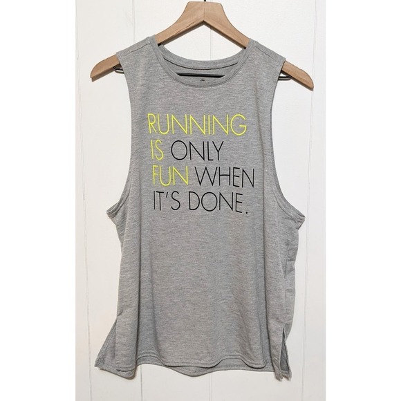 SO Womens Graphic Sleeveless Muscle Tank Top Size L Gray Active Athletic Running - Picture 4 of 4